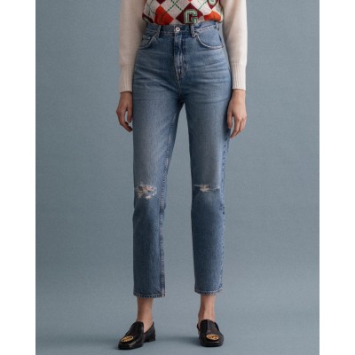 GANT Straight Leg High-Waisted Cropped Jeans