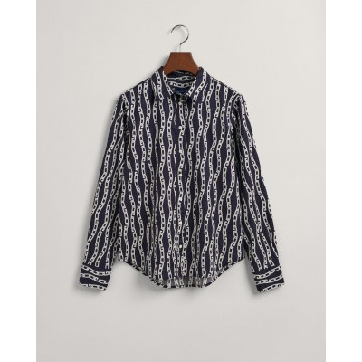 Regular Fit shirt in cotton chiffon Chain Print
