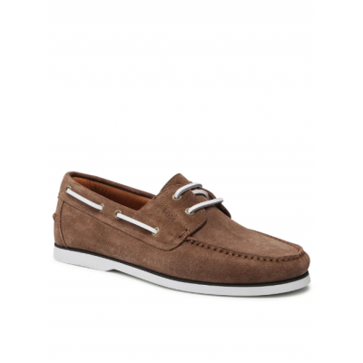 SUEDE BOAT SHOES WITH EMBOSSED LOGO